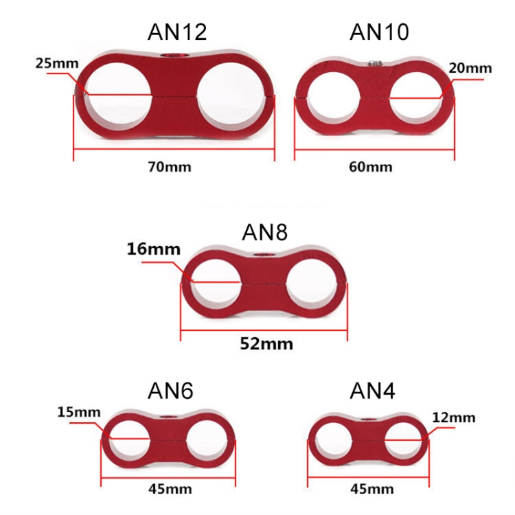 AN6 Automotive 2-hole High Pressure Tubing Fixing Clip Car Tubing Clamp Aluminum Alloy Clip Tubing Separator, Random Color Delivery, AN6