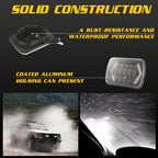 7 inch H4 DC 9V-30V 3000LM 6000K 30W IP67 8LED Lamp Beads Car Square Shape LED Headlight Lamps for Jeep Wrangler, Square Shape