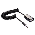 3.5mm Male to USB 2.0 Female Audio Converter Retractable Coiled Cable for Car MP3 Speaker U Disk, Length: 1m, 1pcs