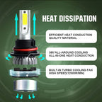 2pcs 9007 18W 1800LM 6000K Waterproof IP68 Car Auto LED Headlight with 2 COB LED Lamps, DC 9-36V, 9007
