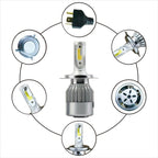 2pcs H4 18W 1800LM 6000K Waterproof IP68 Car Auto LED Headlight with 2 COB LED Lamps, DC 9-36V, H4
