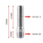 20 PCS 5.8cm Universal Car Modification Extended Wheels Stud Conversion M14x1.25 to M12x1.5 Screw Adapter LN032 LN033 LN044, 5.8cm M14x1.25 to M12x1.5