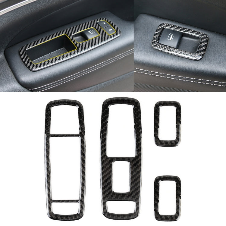 4 PCS Car Window Lift Switch Panel Carbon Fiber Decorative Sticker for Jeep Grand Cherokee, Window Lift Switch