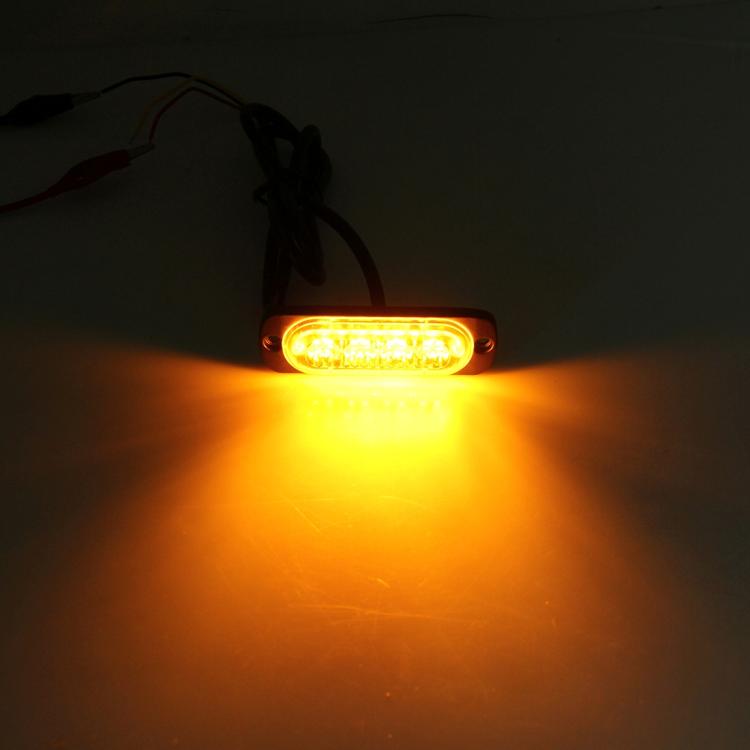 DC 12V-24V 2W 4LEDs SMD-2835 Lamps 17 Flash Patterns 3 Lines Car Flash Lamp Waterproof Car Truck Emergency Strobe Flash Warning Light, Cable Length: 90cm, 4LEDs