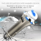 A8 3 in 1 Bluetooth Earphone & Safety Hammer & Car Charger, Support Hands-free Call & USB Quick Charger Function, A8