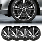4 PCS Car-Styling Silver Leaves Pattern Metal Wheel Hub Decorative Sticker, Diameter: 5.8cm, Silver Leaves