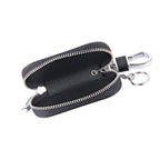 Universal Pure Cow Leather Waist Hanging Zipper Wallets Key Holder Bag (No Include Key), Key Holder Bag Black