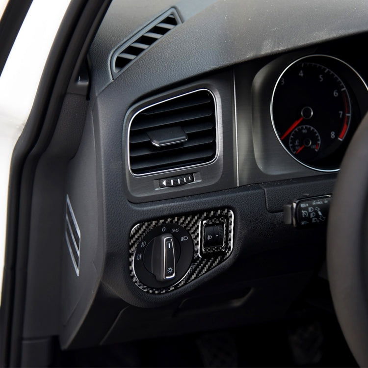Car Carbon Fiber Headlight Switch Panel Decorative Sticker for Volkswagen Golf 7 2013-2017, Left Drive, Headlight Switch Panel