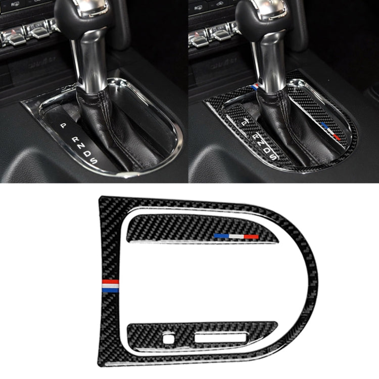 3 PCS Car USA Color Carbon Fiber Gearshift Panel Frame Decorative Sticker for Ford Mustang 2015-2017, Left Drive, Gearshift Panel Frame