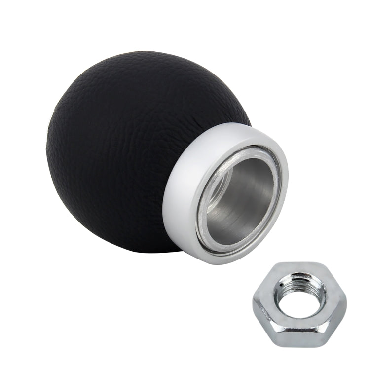 Universal Car Ball Shape Gear Shifter Lever Manual Automatic Black Leather Shift Knob Adapter, No Gear Ssign