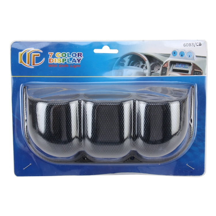 60mm Universal Horizontal Carbon lead Material 3 Triple Auto Car Dash Gauge Meter Pod Mount Holder Dashboard 3 Hole Cup Vehicle Performance Meter Instrument Accessories, Horizontal