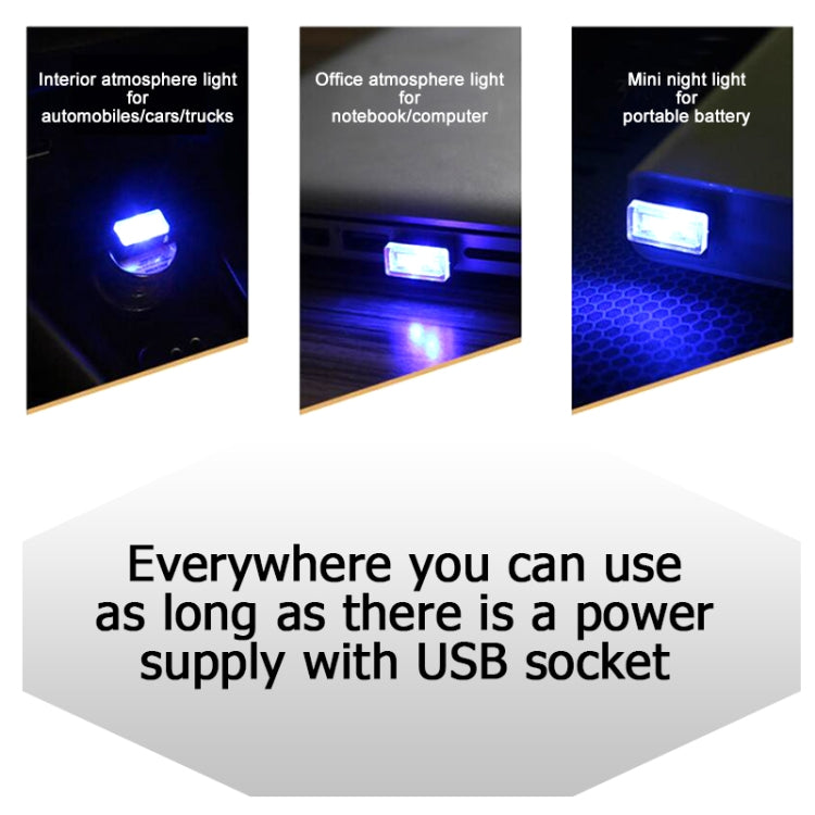 Universal PC Car USB LED Atmosphere Lights Emergency Lighting Decorative Lamp, Yellow Light, Ice Blue, Blue Light, Pink Light, Green Light, Red Light