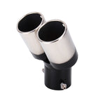 Universal Car Styling Stainless Steel Curved Double Outlets Exhaust Tail Muffler Tip Pipe, Curved Double