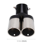 Universal Car Styling Stainless Steel Curved Double Outlets Exhaust Tail Muffler Tip Pipe, Curved Double