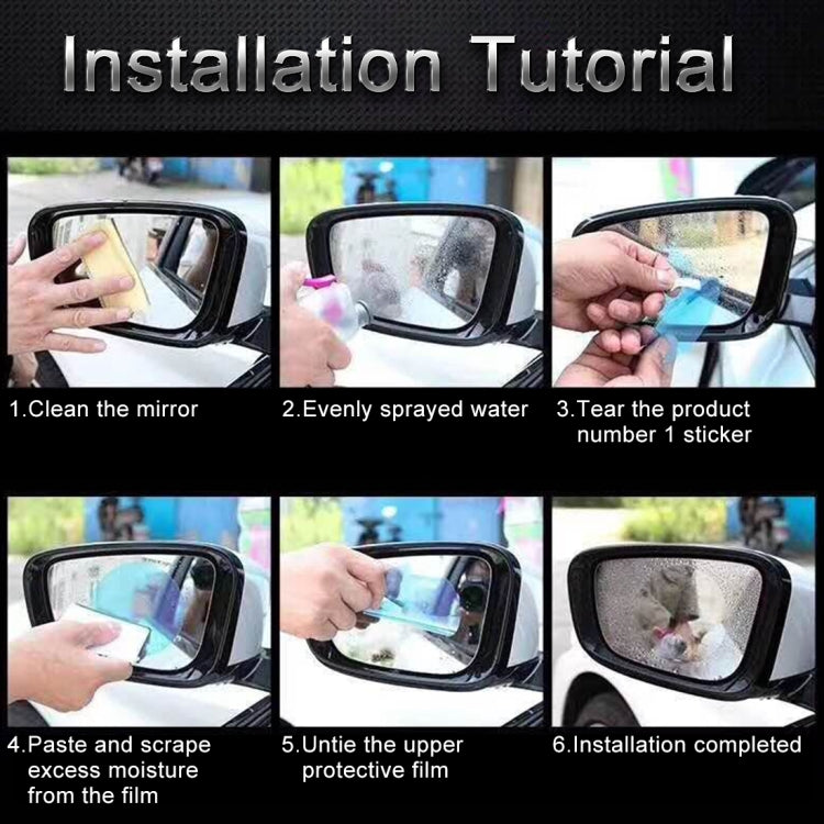 Car Round PET Rearview Mirror Protective Window Clear Anti-fog Waterproof Rain Shield Film, Diameter: 10cm, 10*10cm