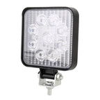 DC 10-30V 27W 2500LM 6000K Waterproof Vehicle Car Boat Marine External Work Lights Emergency Lights 60 Degrees Adjustable Flood Light LED Car Bulbs with 9 Intense Wafer LED Lights, Flood Light+27W