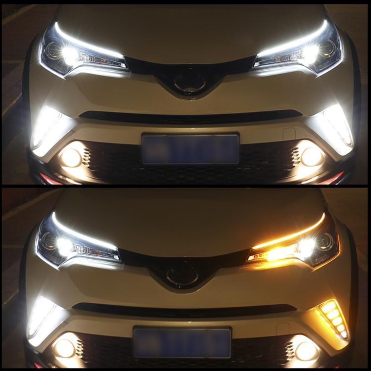 2 PCS 60cm DC12V 7.5W Ultra-thin Waterproof Car Auto Double Colors Turn Lights / Running Lights SMD-2835 LED Bulbs (Turn Lights: Yellow Light; Running Lights: Ice Blue Light), 60cm Turn Lights: Yellow Light; Running Lights: Ice Blue Light              ...