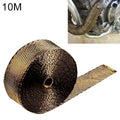 10m Titanium Gold Exhaust Wrap Auto Motor Exhaust Heat Shield Wrap Heat Resistant Wrap, 10m Titanium Gold