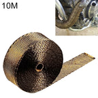 10m Titanium Gold Exhaust Wrap Auto Motor Exhaust Heat Shield Wrap Heat Resistant Wrap, 10m Titanium Gold