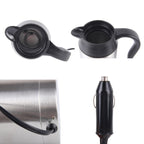 HJ-18A Stainless Steel Electric Mug 750ml DC 12V Car Electric Kettle Heated Mug Car Coffee Cup With Charger Cigarette Lighter Heating Cup Kettle Insulated Water Heater Mug, HJ-18A