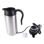 HJ-18A Stainless Steel Electric Mug 750ml DC 12V Car Electric Kettle Heated Mug Car Coffee Cup With Charger Cigarette Lighter Heating Cup Kettle Insulated Water Heater Mug, HJ-18A