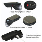 3W 240LM USB Solar Energy Motorcycle / Bicycle Front Light, Front Light Black, Front Light White