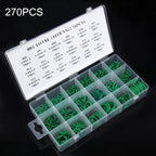 270 PCS Car Auto Vehicle 18 Sizes Assortment Kit Air Conditioning HNBR Seal O-Ring Set, 270 PCS Green, 270 PCS Purple