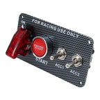 Racing Car Ignition Switch Panel Engine Start Start Push Button LED Racing Toggle Switch 12V Carbon Fiber Panel Multi-function Automatic Ignition Switch for Racing Cars, 12V