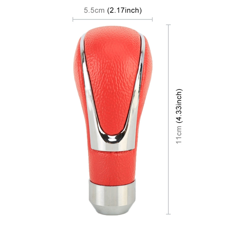 Universal Car PU Leather and Metal Gear Shift Knob Modified Auto Car Transmission Shift Lever Knob, Gear Shift Knob(Red), Shift Knob 2