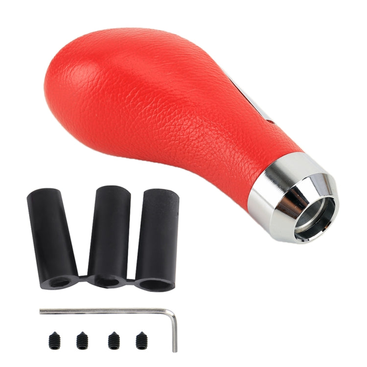 Universal Car PU Leather and Metal Gear Shift Knob Modified Auto Car Transmission Shift Lever Knob, Gear Shift Knob(Red), Shift Knob 2