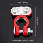 2 PCS Positive and Negative Car U Shape Metal Battery Connectors Terminals Clamps Clips, L Size, Inner Diameter: 16mm (Black + Red), L Size (Black + Red)