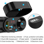 3A Motorcycle Multi-functional Cigarette Lighter Socket Voltmeter + Cigarette Lighter Socket + Dual USB, Voltmeter + Cigarette Lighter Socket + Dual USB