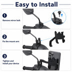 Motorcycle Rear View Mirror Aluminum Alloy Phone Bracket, Suitable for 60-100mm Device, Rear View Mirror for 60-100mm