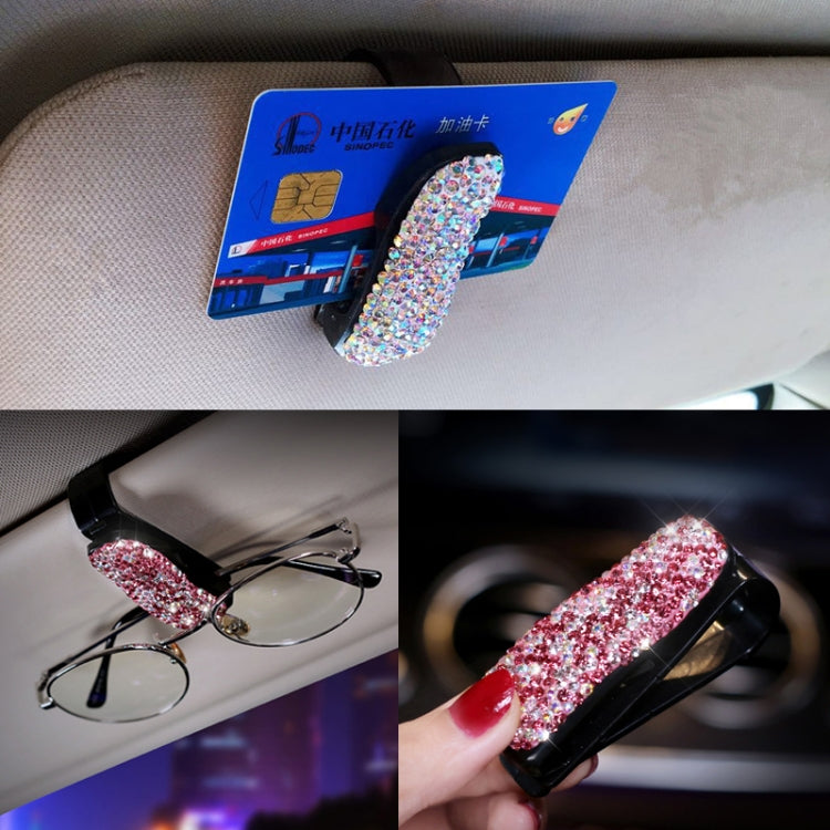 Car Mixed Color Diamond Mounted Glasses Bill Clip Holder