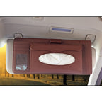 DERANFU 3 In 1 Lichee Texture Multi-function Car Hang Type Leather Towel Box with Card Slot & CD Slot