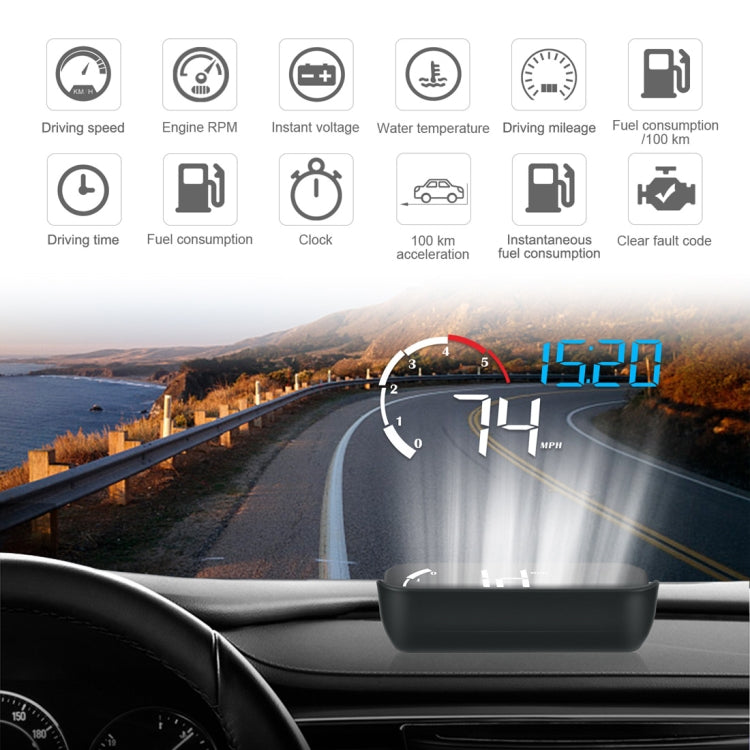 M10 3.5 inch Universal Car OBD2 HUD Vehicle-mounted Head Up Display, M10(Blue), M10(Yellow)