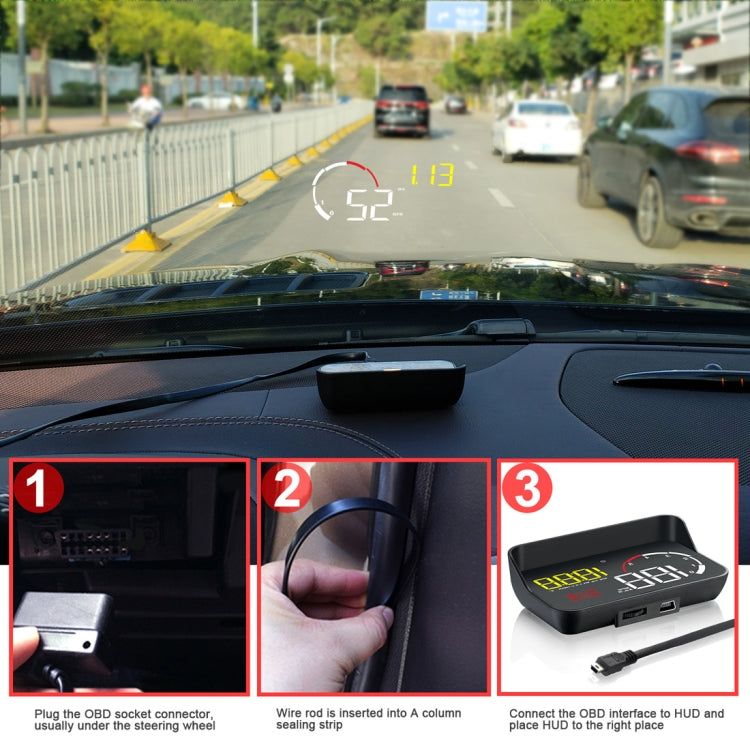 M10 3.5 inch Universal Car OBD2 HUD Vehicle-mounted Head Up Display, M10(Blue), M10(Yellow)