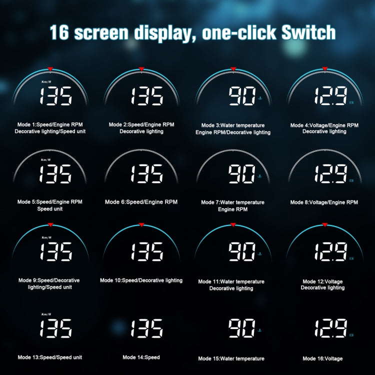 M8 3.5 inch Universal Car OBD2 HUD Vehicle-mounted Head Up Display, M8