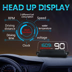 With Adjustable Reflection Board, Speed & RPM & Water Temperature & Oil Consumption & Driving Distance / Time & Voltage Display, Over Speed Alarm, Connect OBD2 Interface, C500（White), C500(Green), C500(Blue)