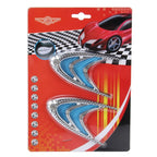 2 PCS Car Plastic Decorative Sticker, Size: 10.0 x 5.0cm(Silver + Blue), JM-625