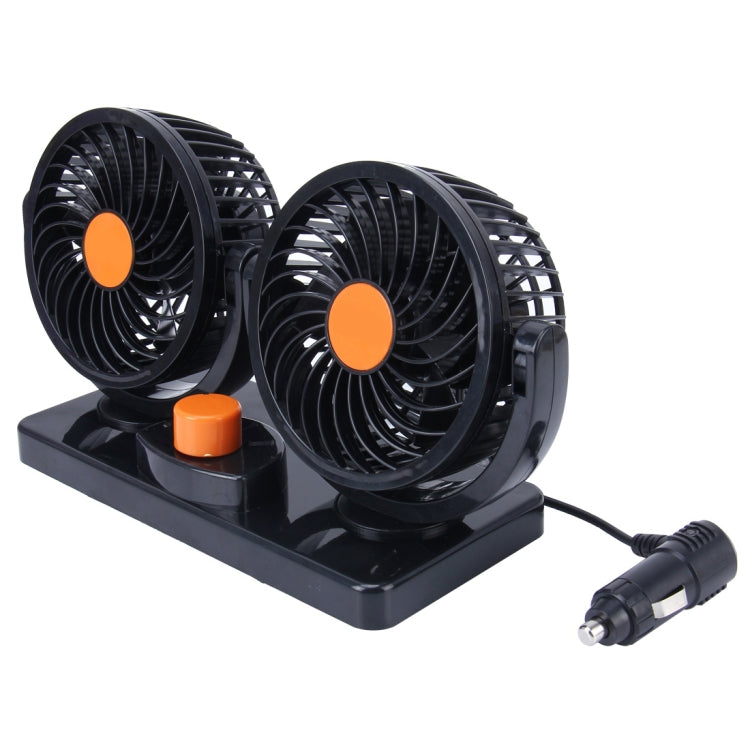 HUXIN HX-T304 10W 360 Degree Adjustable Rotation Two Head Low Noise Mini Electric Car Fan, DC 24V, HX-T304