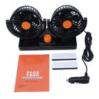 HUXIN HX-T304 10W 360 Degree Adjustable Rotation Two Head Low Noise Mini Electric Car Fan, DC 24V, HX-T304