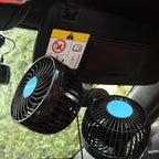 HUXIN HX-T605E 7W 360 Degree Adjustable Rotation Clip Two Head Low Noise Mini Electric Car Fan with Roller Switch, DC12V, HX-T605E