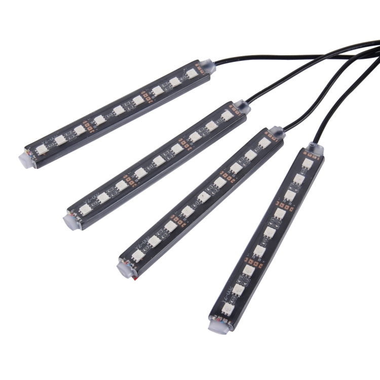 4 in 1 4.5W 36 SMD-5050-LEDs RGB Car Interior Floor Decoration Atmosphere Colorful Neon Light Lamp with Wireless Remote Control, DC 12V, 4.5W RGB Colorful