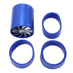 F1-Z Car Stainless Universal Supercharger Dual Double Turbine Air Intake Fuel Saver Turbo Turboing Charger Fan Set kit, Double Side(Blue), Double Side(Black), Double Side(Red), Double Side(Silver)