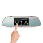 5 inch IPS Touch Screen Rear View Mirror Car Recorder with Dual Channel 720P Car Black Box, Separate Camera, Support 32GB TF Card, Night Vision, 150 Degree Wide Angle Viewing, 5 inch