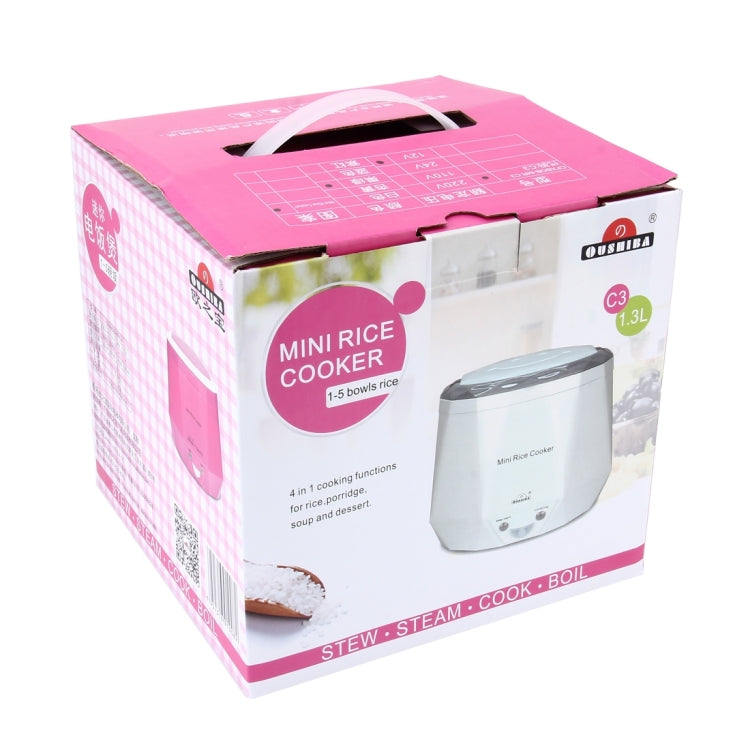 OUSHIBA Car Auto C3 Mini Multi-function Rice Cooker 12V 1.3L Volume for Rice Soup Noodles Vegetable Dessert, Green, White, Pink