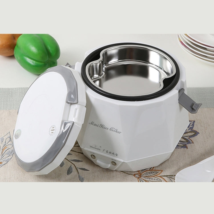OUSHIBA Car Auto C3 Mini Multi-function Rice Cooker 12V 1.3L Volume for Rice Soup Noodles Vegetable Dessert, White, Green