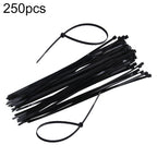 250pcs /Pack 5mm*300mm Nylon Cable Ties, 5mm*300mm Black, 5mm*300mm White