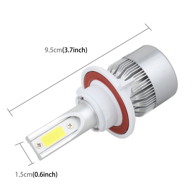 2 PCS  H13 18W 1800 LM 6000K IP68 Canbus Constant Current Car LED Headlight with 2 COB Lamps, DC 9-36V, H13